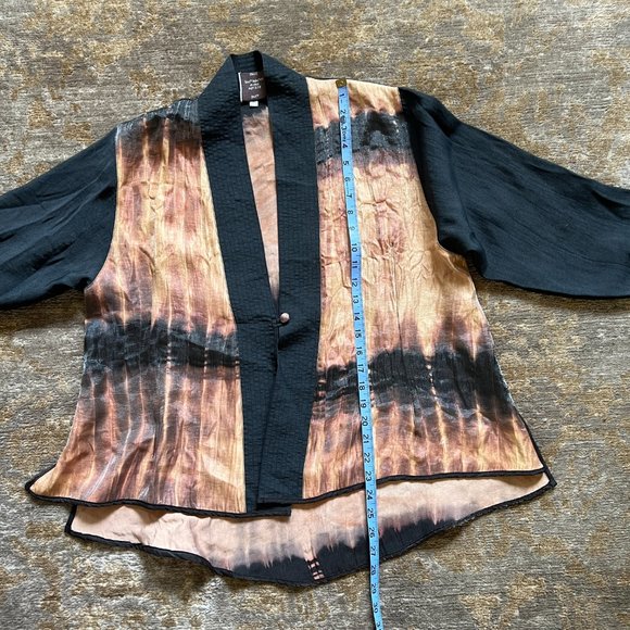 Harubella Black Bronze Kimono Single Button Lightweight Crinkled, Jacket OSFM - Picture 12 of 12